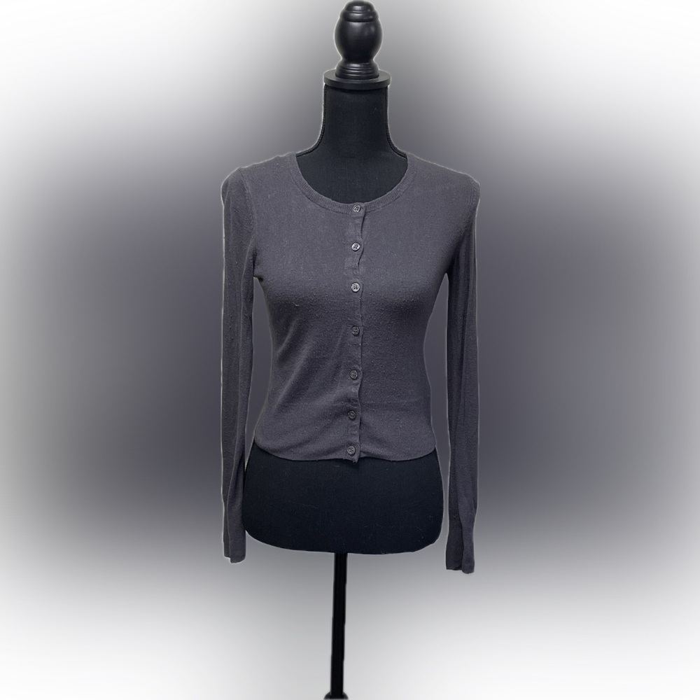 H&M Gray Fitted Button Down Cardigan